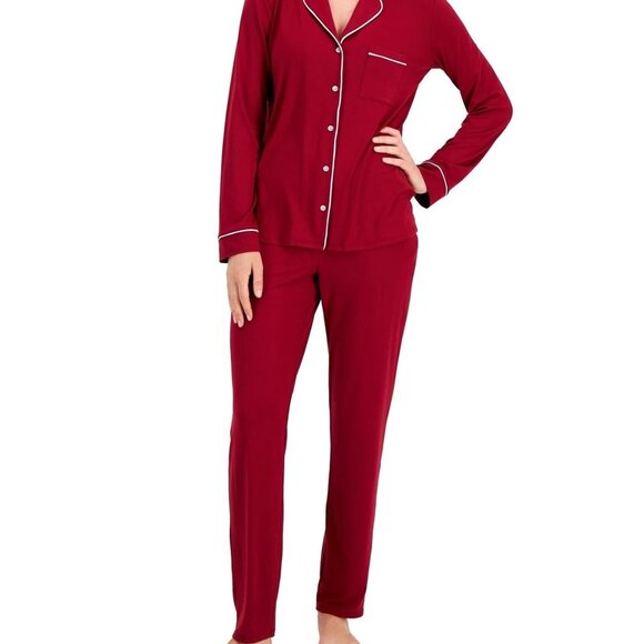 ALFANI WOMEN’S PAJAMAS, LONG SLEEVE BRUSHED KNIT, BEET RED, XXL NWT, - Picture 2 of 6